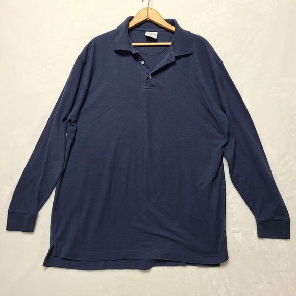 Big Custom Mens XL Navy Blue Long Sleeve Polo Style Shirt Impact Group - Picture 7 of 7